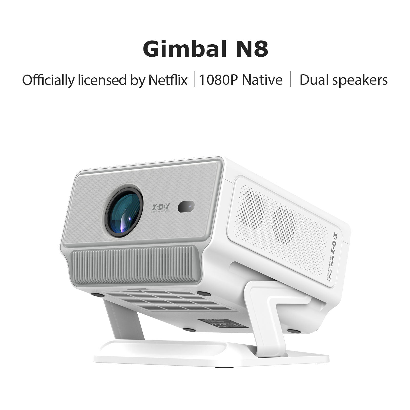 Gimbal N8 Portable Projector With Native 1080P 16GB Support 4K 2*10W Dual Speakers