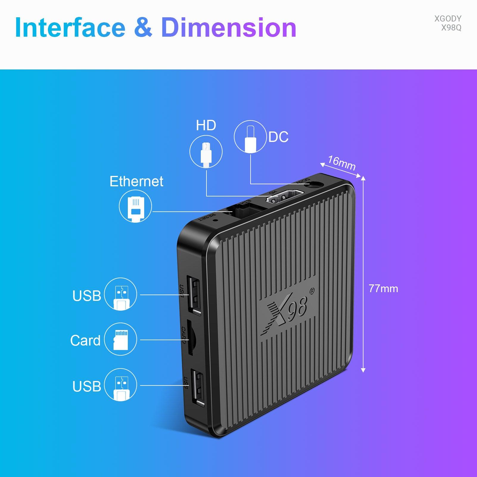 Cost-effective and Most worthwhile X98Q HDMI Android 11.0 Smart TV Box 4K, 2.4/5G Dual WiFi & Bluetooth, 16GB build-in Disney, Netflix - XGODY