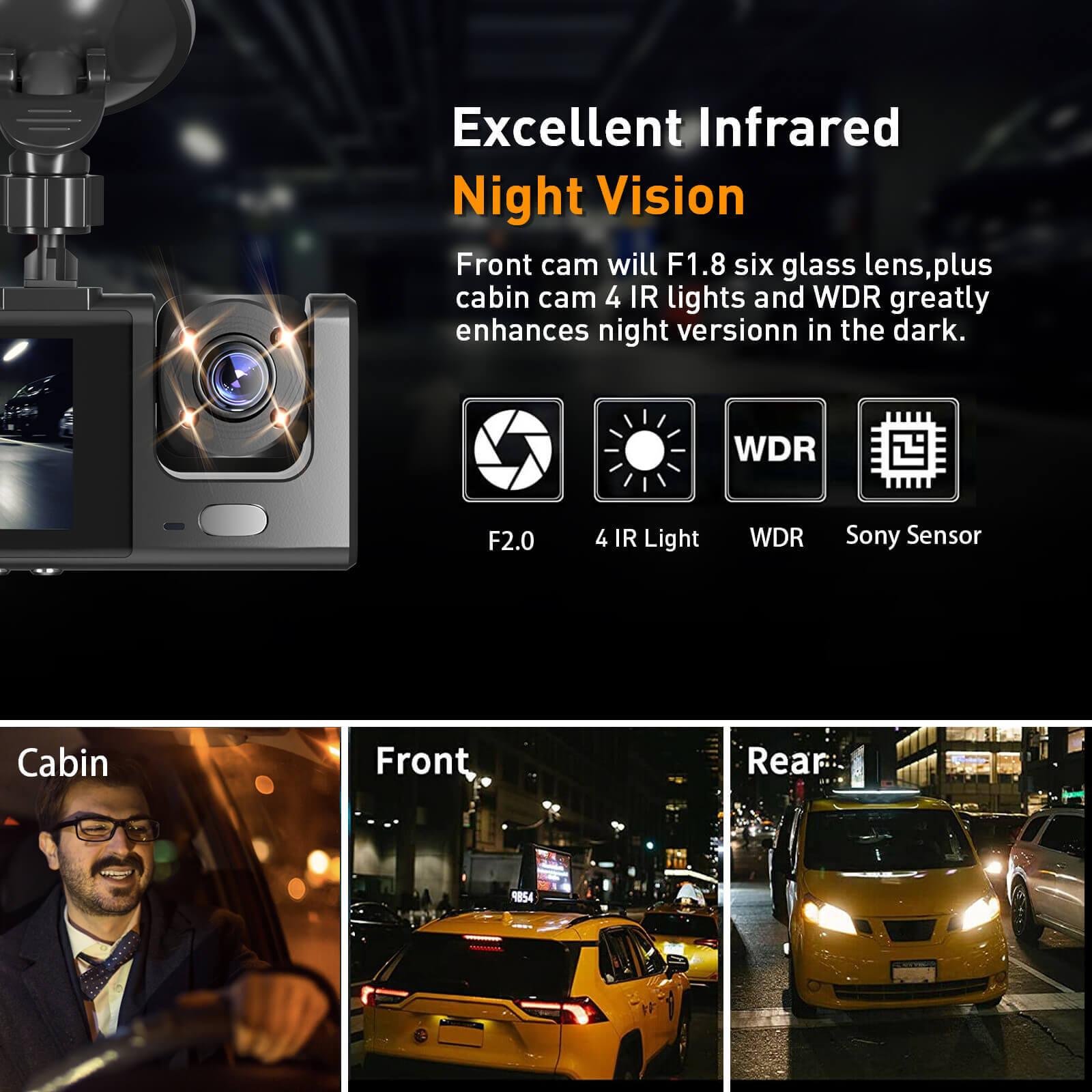 Cost-effective and Most worthwhile XGODY 3 Channel Dash Cam, FHD 1080P Dash Camera, 32GB Night Vision Loop Recording - XGODY