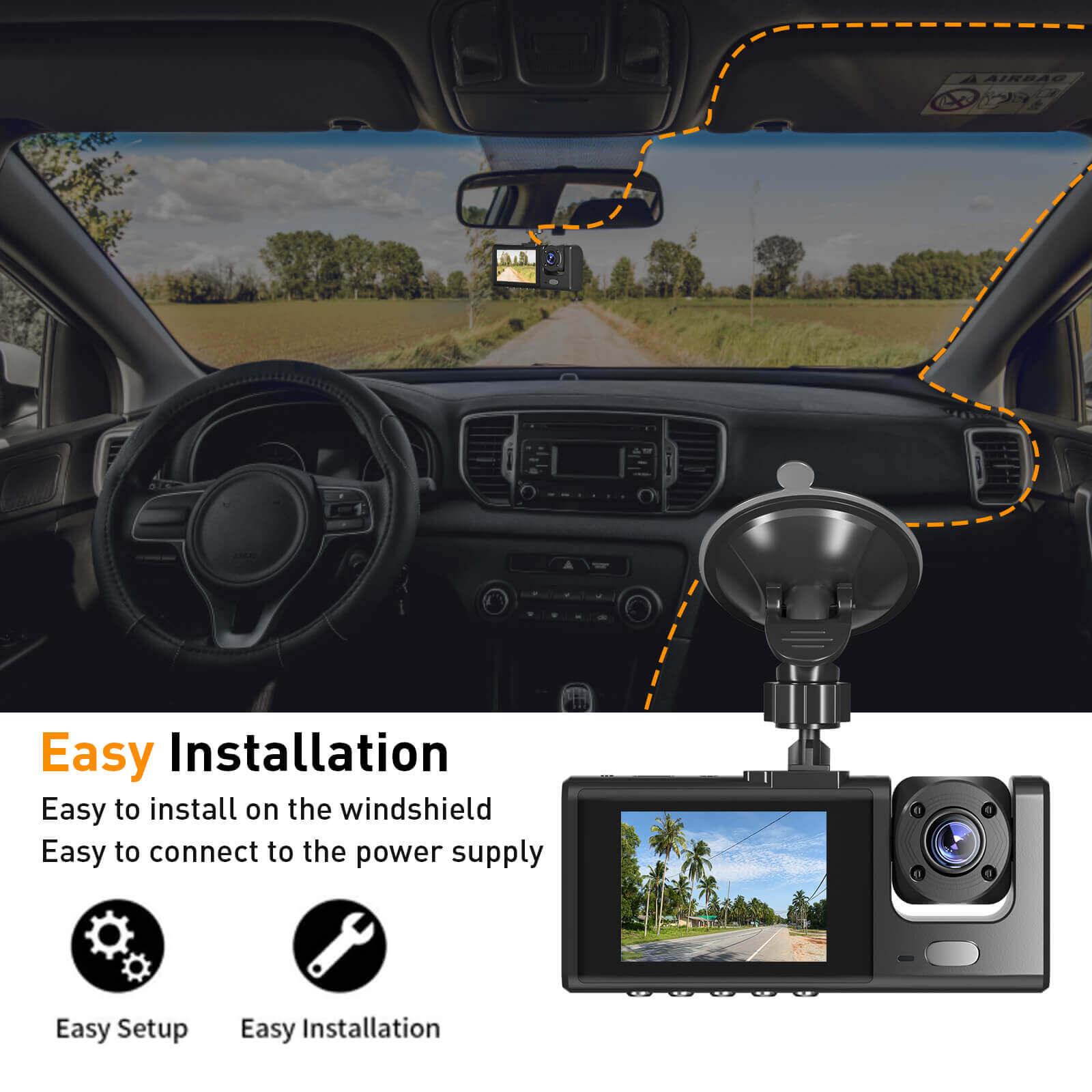 Cost-effective and Most worthwhile XGODY 3 Channel Dash Cam, FHD 1080P Dash Camera, 32GB Night Vision Loop Recording - XGODY