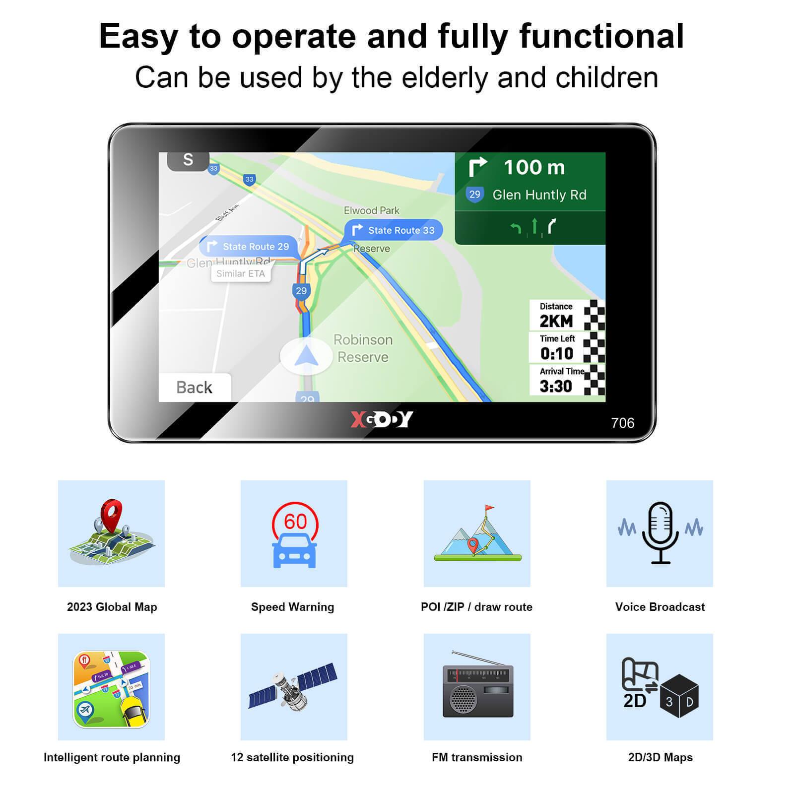 Cost-effective and Most worthwhile XGODY 706F/706BT 2.5D GPS Navigation For Car, With Latest Global Maps, Intelligent Voice Guidance - XGODY