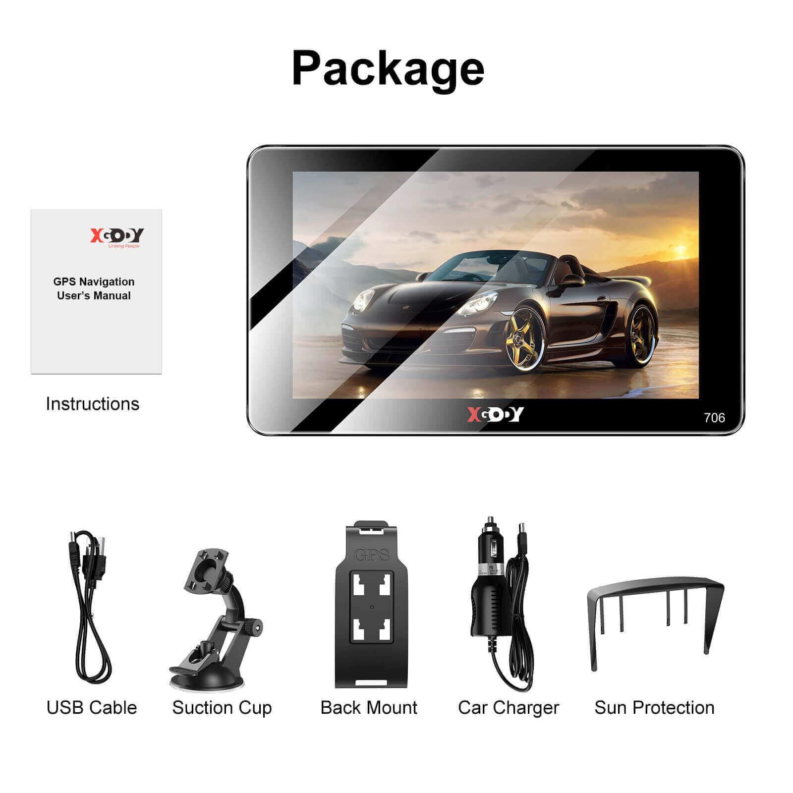 Cost-effective and Most worthwhile XGODY 706F/706BT 2.5D GPS Navigation For Car, With Latest Global Maps, Intelligent Voice Guidance - XGODY