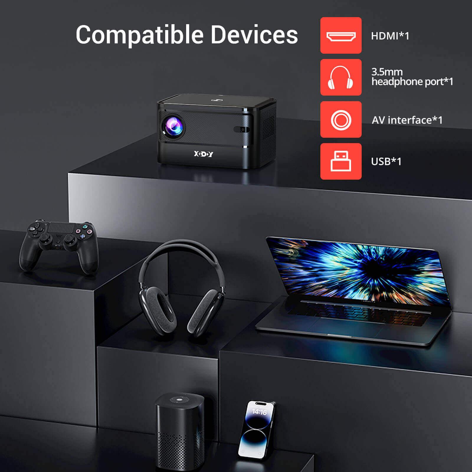 Cost-effective and Most worthwhile XGODY A40 Mini Portable Home LED Projector, Auto Focus, Native 1080P WiFi Bluetooth Projector 4k Support - XGODY