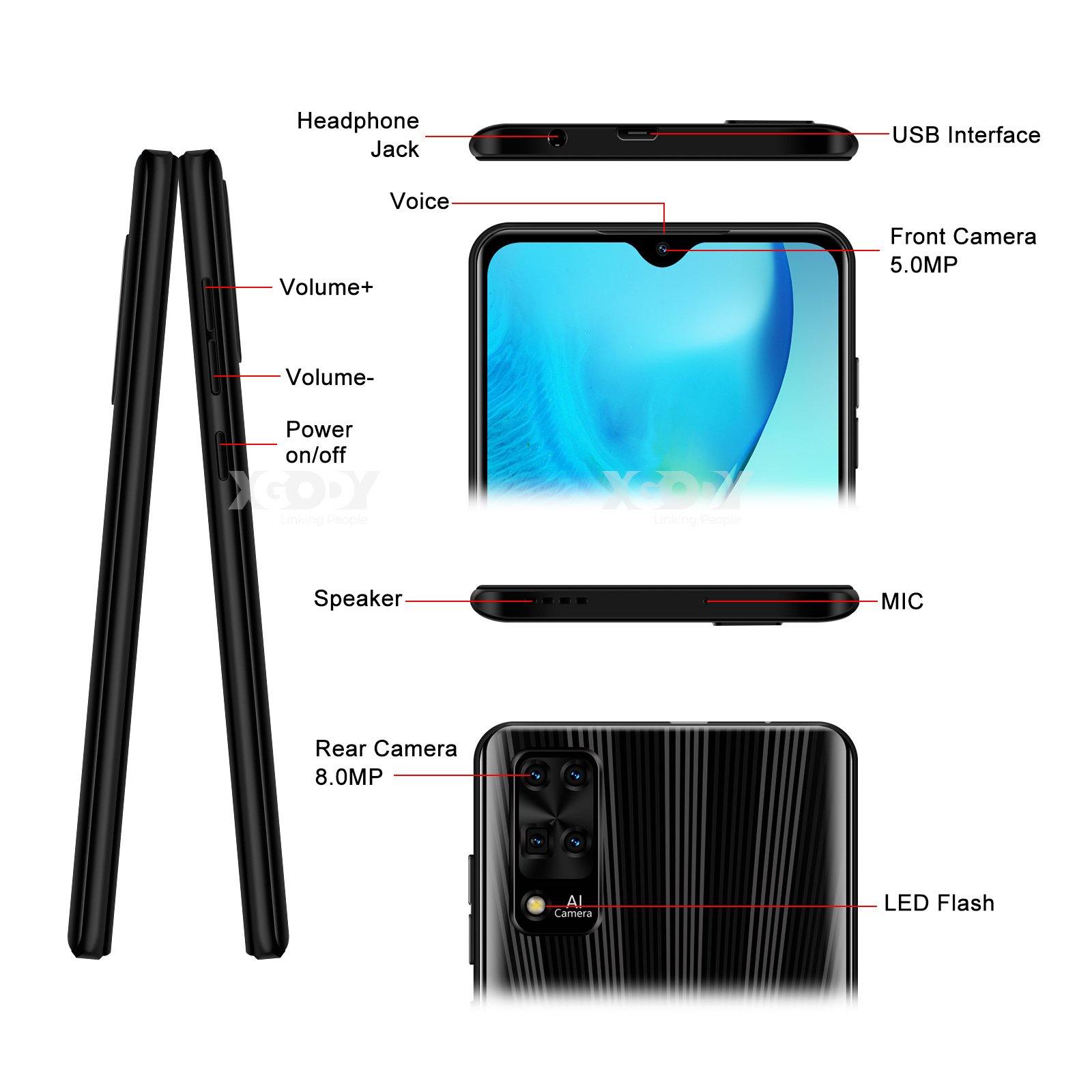 Cost-effective and Most worthwhile XGODY X3 |  Android 9.0 Unlocked Smartphone with 8MP Beauty Camera 16 GB Memory - XGODY