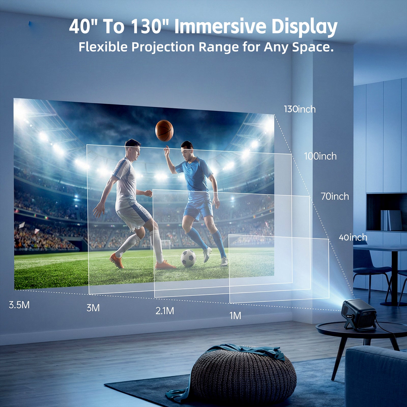XGODY A5 Smart Gimbal Projector - Native 1080P FHD, 450 ANSI, Android 14, Auto Focus & Keystone