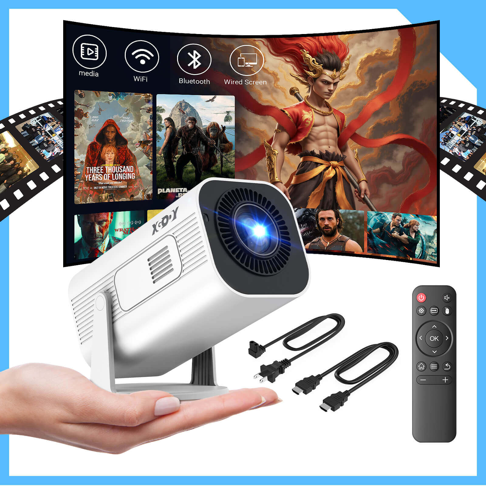 Gimbal M1 Portable 1080P HD Projector With WiFi 6 and Bluetooth 5.2, For Home Entertainment.