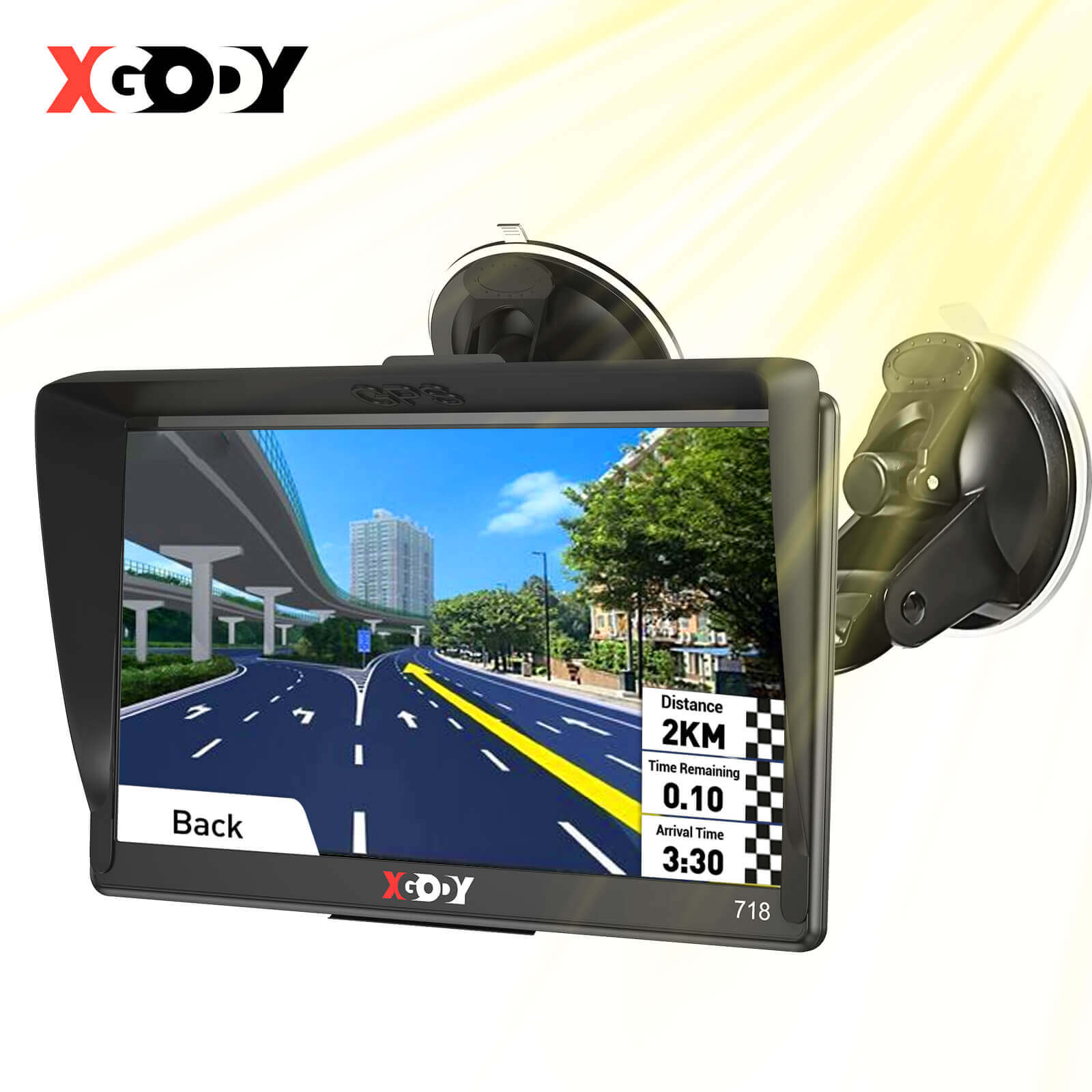 XGODY Sat Nav 718 GPS Navigation System For Car Truck with Voice  Direction Guidance Speed Camera Warning