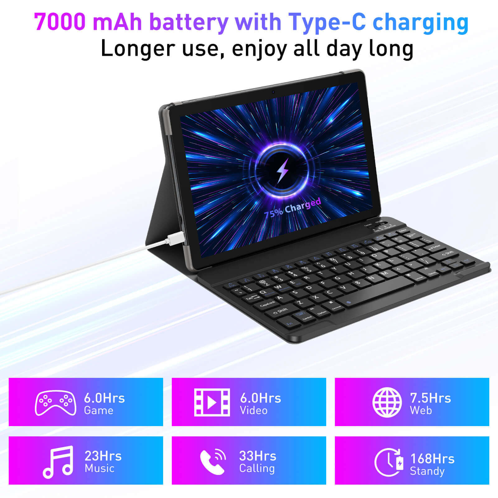 XGODY N02 PRO  Tablet PC 10.1 Inch Tablet PC With Bluetooth, 12GB+128GB Storage, 7000 mAh Large Battery