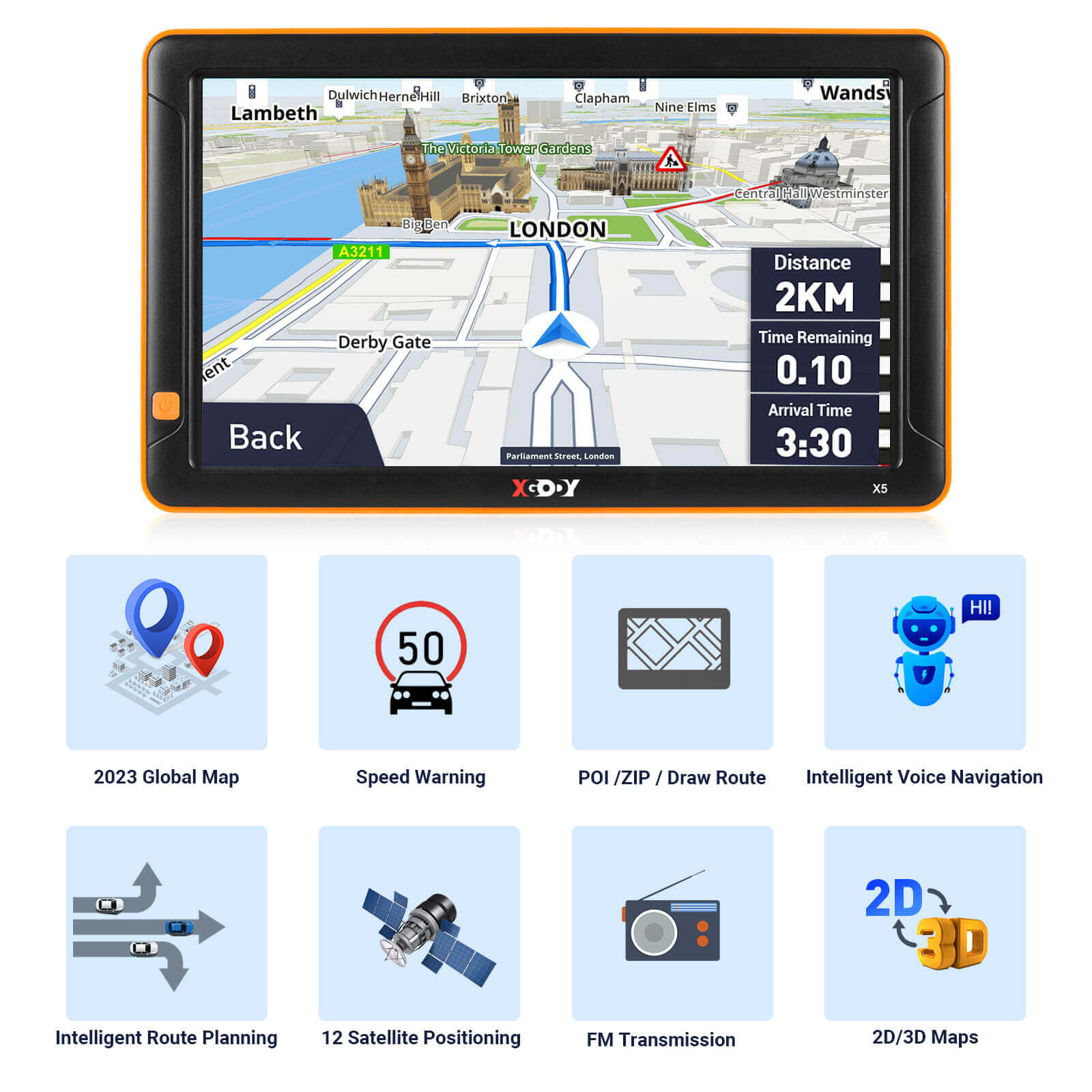 XGODY X5 BT/F 9'' GPS-Navigations-Bluetooth-Kamera