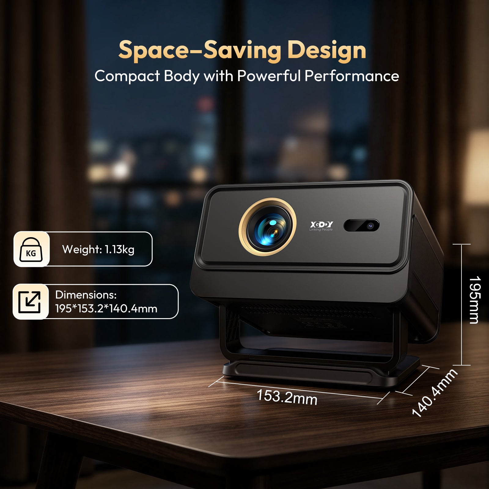 Gimbal A4 Portable Projector With Native 1080P WiFi 6 & Bluetooth 5.4 2*5W Speaker For Home Theater