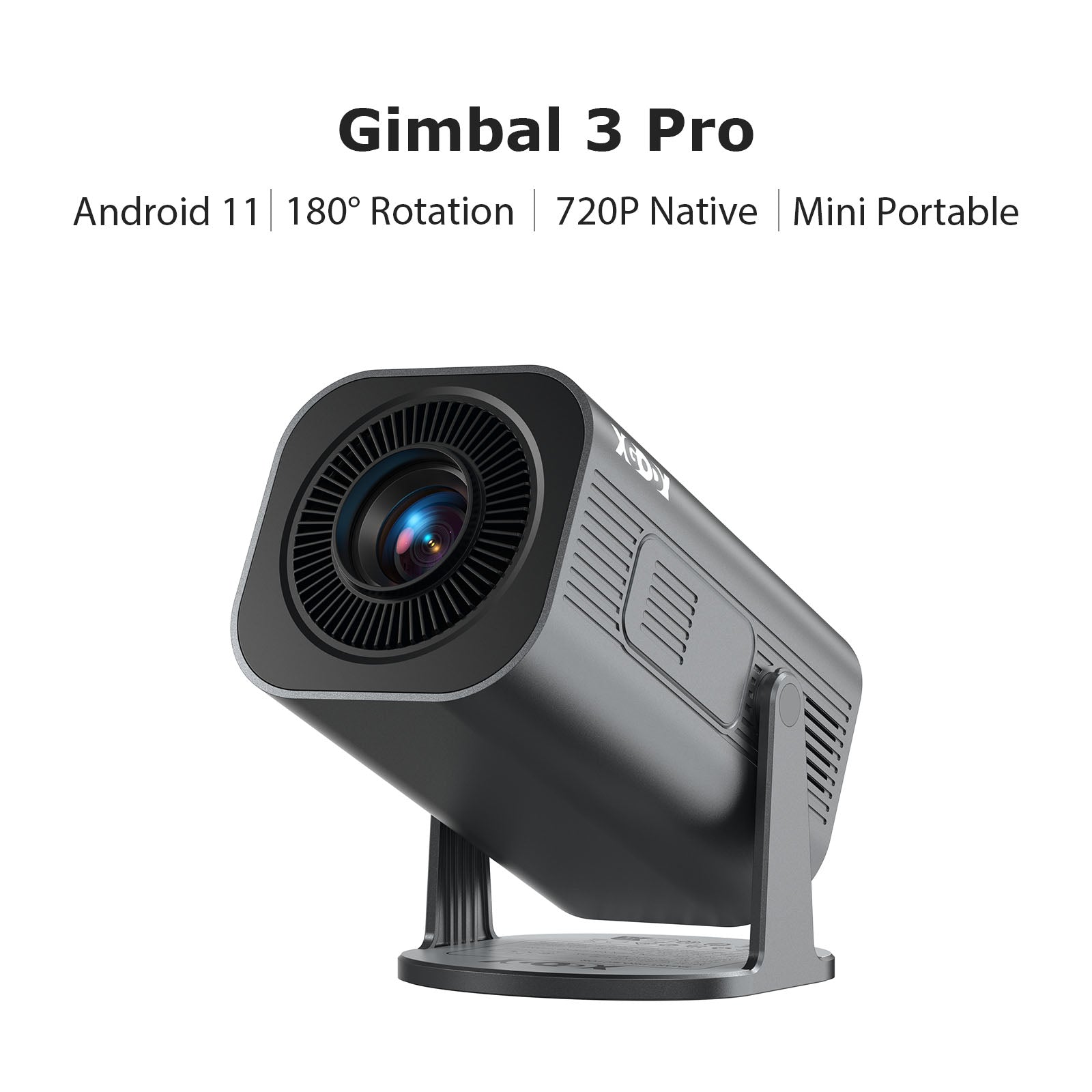 Gimbal 3 Pro Portable Projector With Native 720P WiFi 6 & Bluetooth 5.4 8GB 180° Rotation